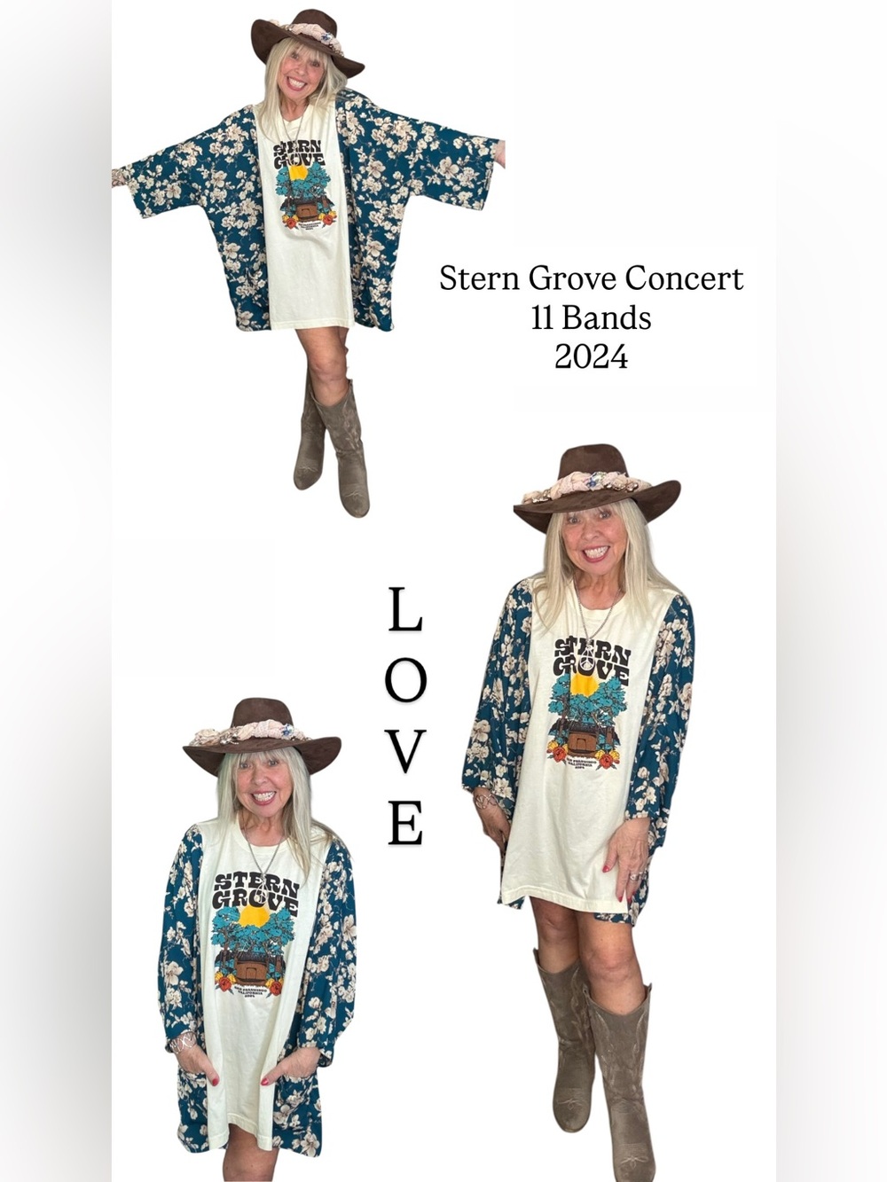 32. Stern Grove Graphic Tee Upcycled with Floral Kimono Sleeves